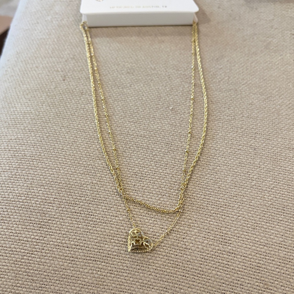 Kendra Scott Anna Gold Heart FiligreeMulti Strand Necklace/NWT - Picture 3 of 11